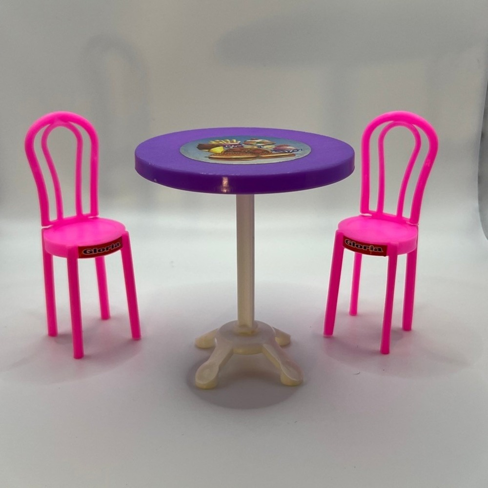 Gloria Fast Food Play Set Expansion Pieces - Barbie Sized Table & Chairs Burger